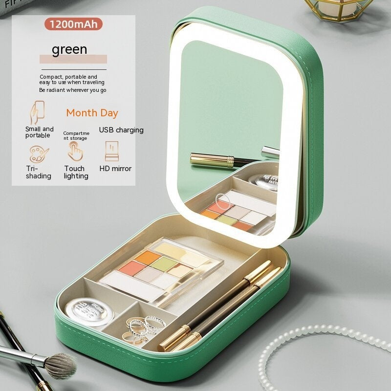 LumiCase™ Portable Makeup Organizer with LED Mirror