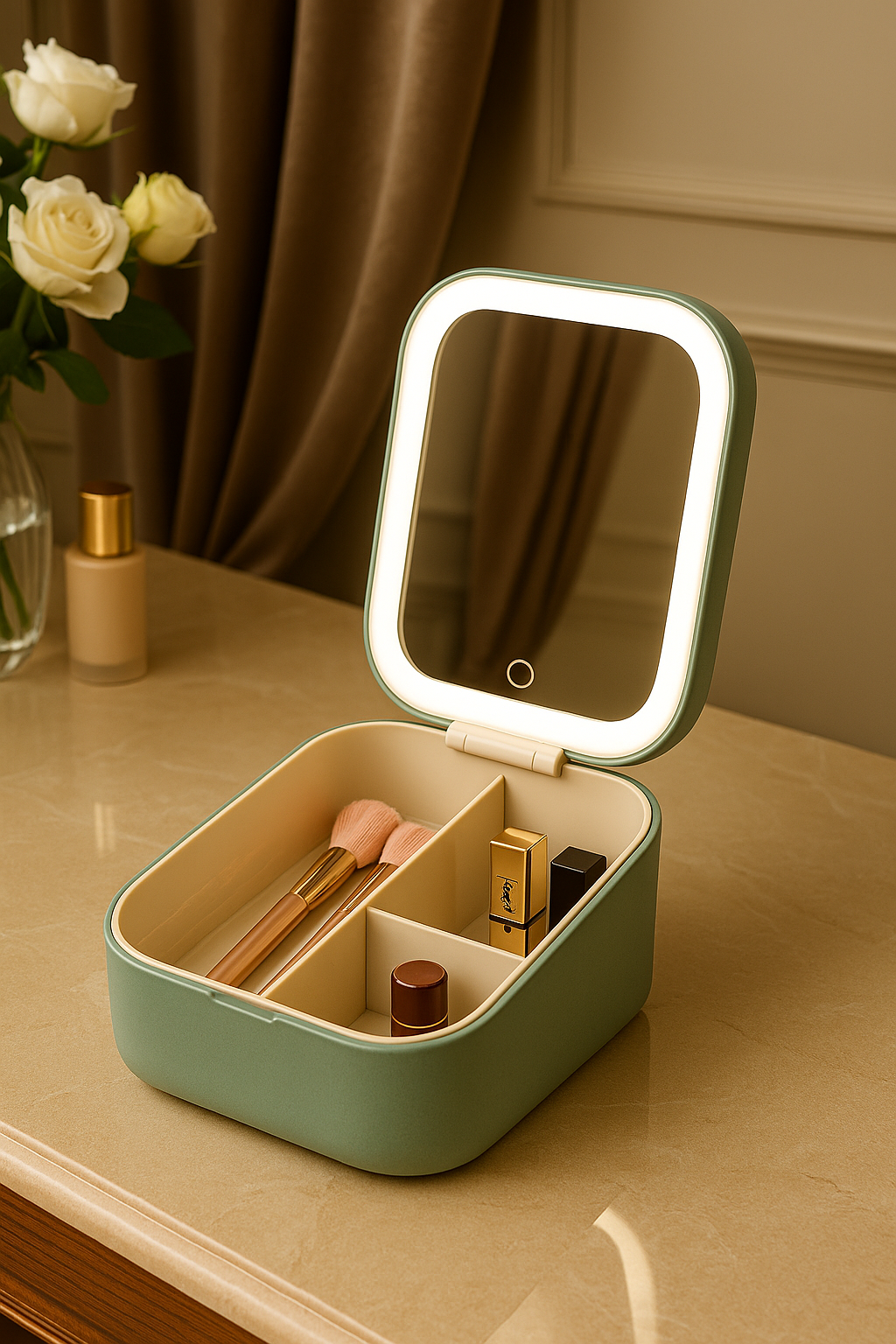 LumiCase™ Portable Makeup Organizer with LED Mirror