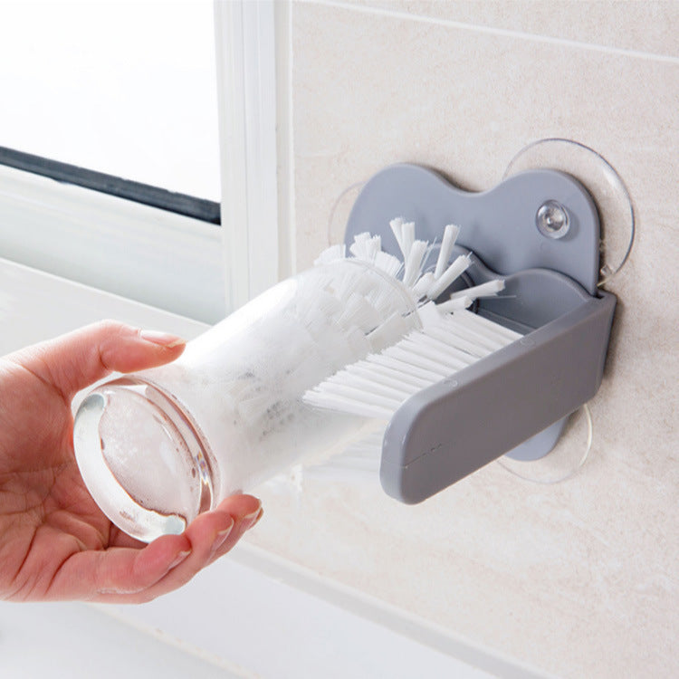 PureBrush™ Dual-Head Cup & Glass Scrubber – Wall-Mount Luxury Cleaning Tool