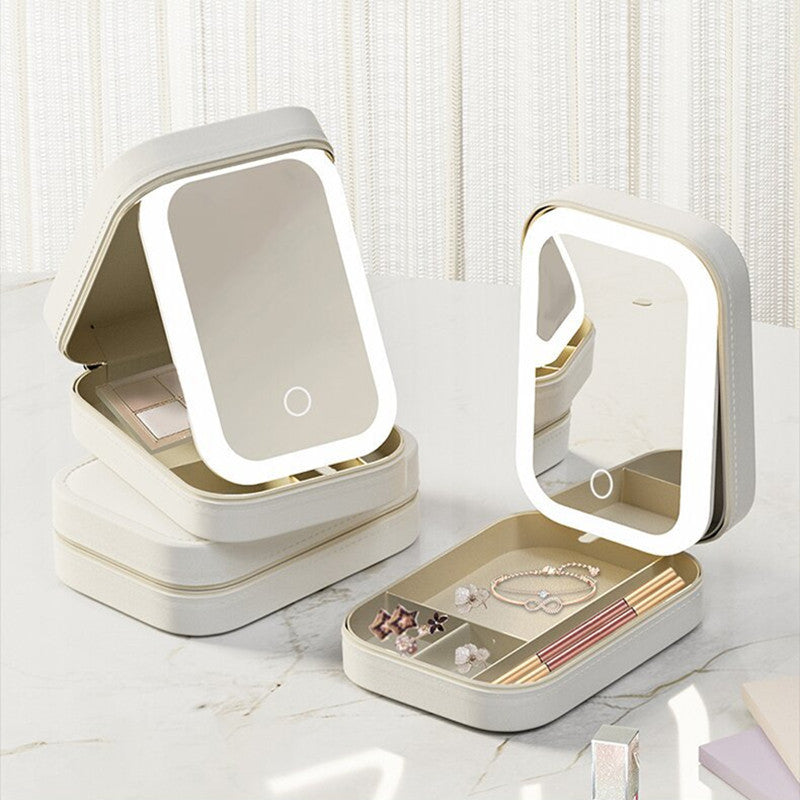 LumiCase™ Portable Makeup Organizer with LED Mirror