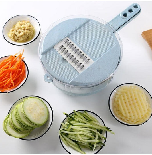 "SmartSlice™ 8-in-1 Vegetable Cutter & Grater with Built-In Storage Bowl"