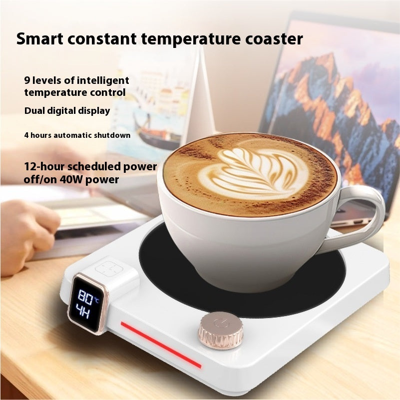 GlowWarm™ Smart Heating Coaster – Wood Grain Edition