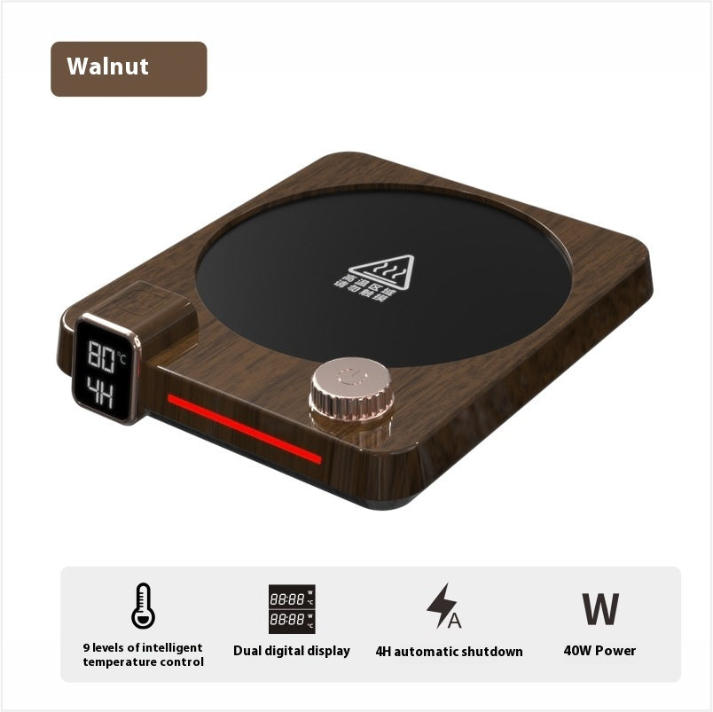 GlowWarm™ Smart Heating Coaster – Wood Grain Edition