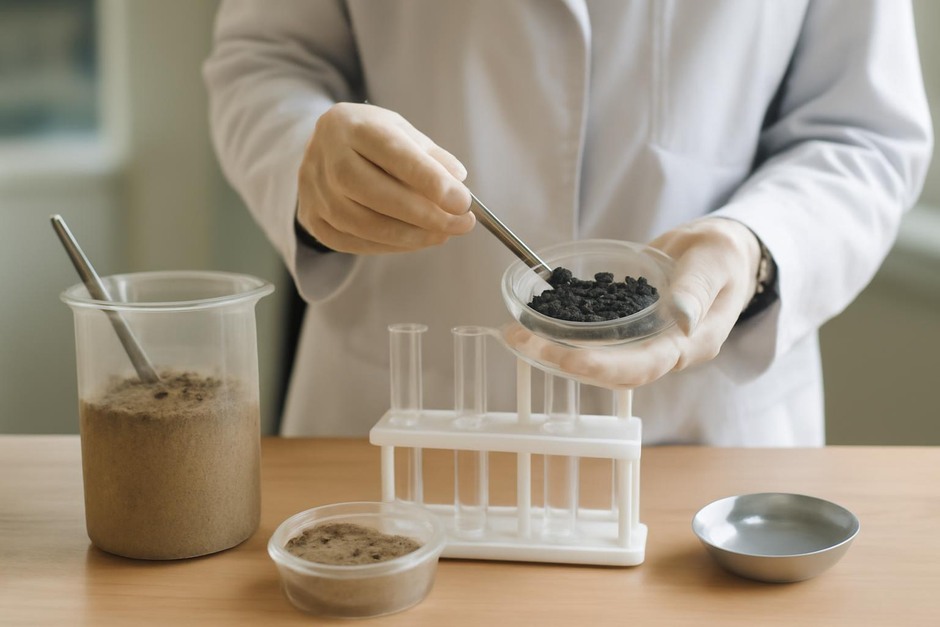 Lab preparing sediment and charcoal samples for dating