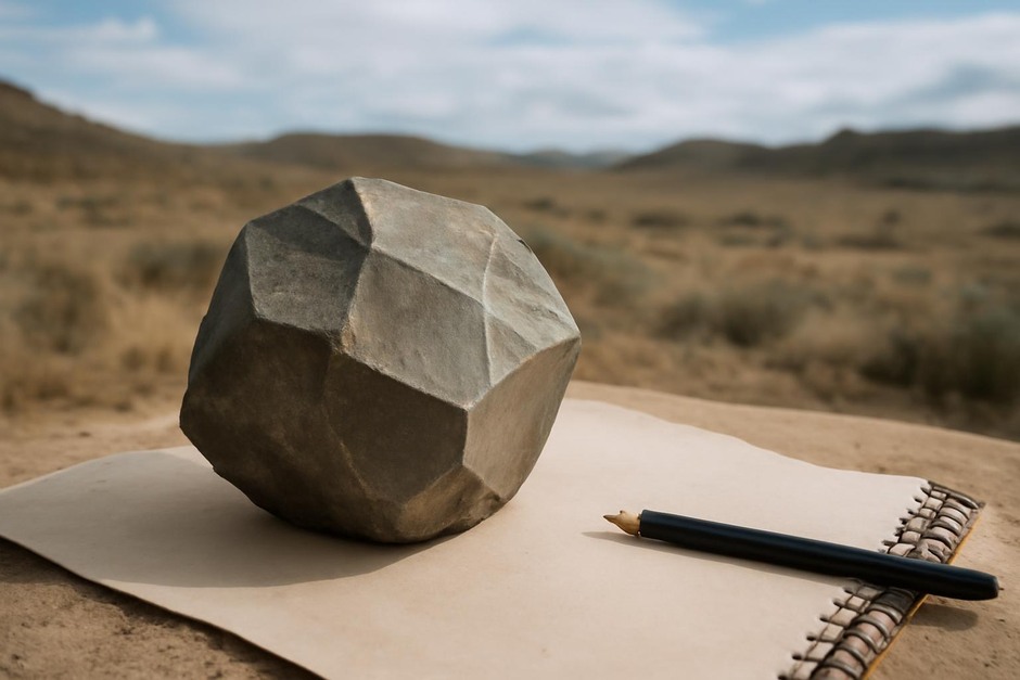 A ventifact with multiple polished facets orientated by prevailing wind